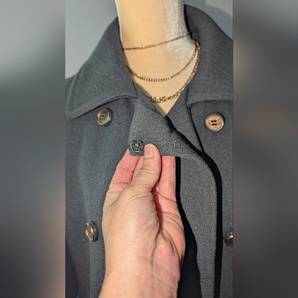 Source Unknown Charcoal Double-Breasted Trench Co… - image 3